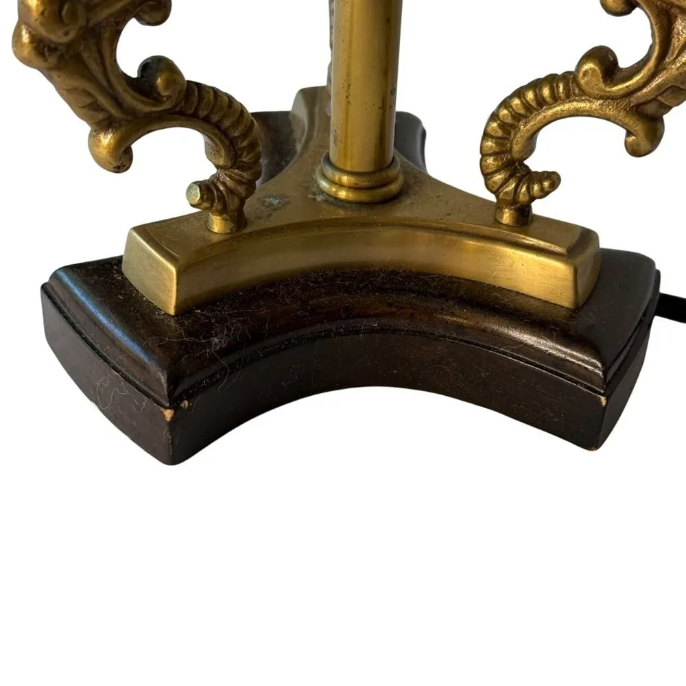 Vintage Ornate Brass & Marble 'Dragon's Egg' Accent Lamp, Brass, Dragon, Fantasy